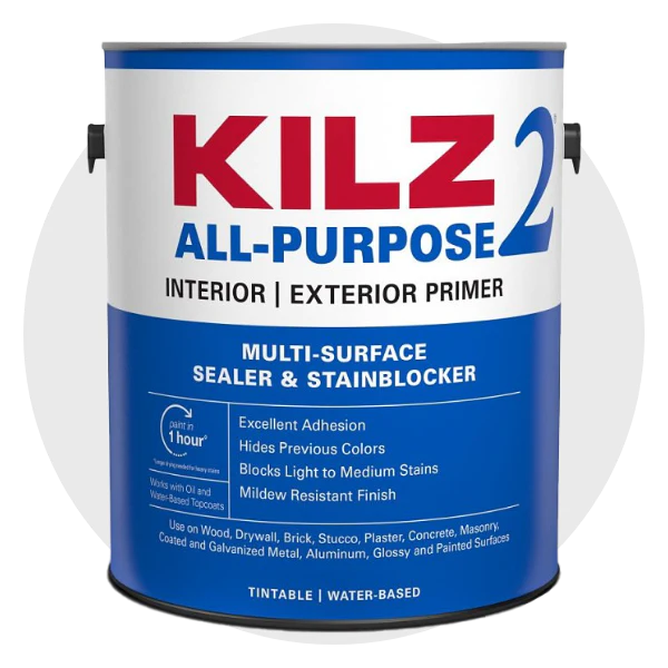 KILZ 2 all-purpose interior and exterior primer can – multi-surface sealer and stain blocker for paint and sundries collection