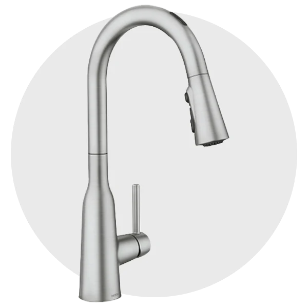 Modern brushed nickel kitchen faucet with pull-down sprayer – durable plumbing fixture for sinks and home renovations