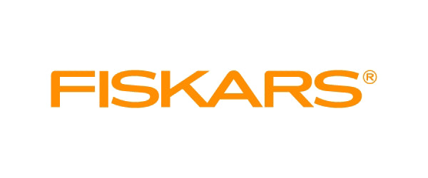 Fiskars logo featuring bold orange uppercase text representing the brand known for high-quality cutting tools and garden equipment