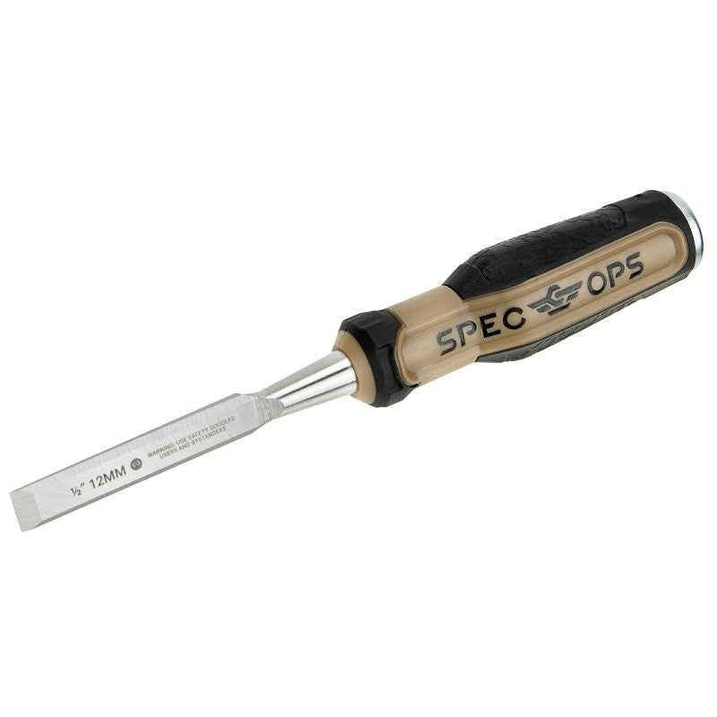 Spec Ops SPEC-C1-12 Bevel Edge Chisel, 1/2 in Tip, 9-1/8 in OAL, HCS Blade, Shock-Absorbing Handle