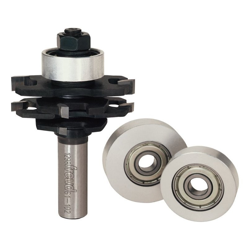 Freud 61-102 Stacked Slotting Set, 2 in Dia Cutter, 1/8 to 23/32 in L Cutting, 3-1/4 in OAL, 1/2 in Dia Shank