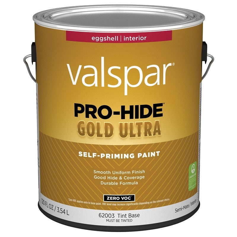 Valspar Pro-Hide Gold Ultra 6200 028.0062003.007 Latex Paint, Acrylic Base, Eggshell Sheen, Tint White, 1 gal (Pack of 4)