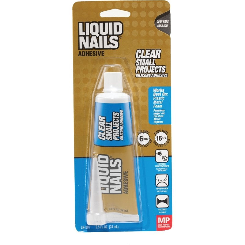 Liquid Nails LN-207 Silicone Adhesive, Liquid, Characteristic, Clear, 2.5 oz