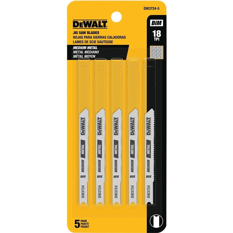 DEWALT DW3724-5 Jig Saw Blade, 0.3 in W, 18 TPI