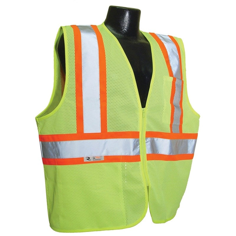 Radians SV22-2ZGML Safety Vest with Two-Tone Trim, L, Unisex, Fits to Chest Size: 26 in, Polyester, Regular, Zipper