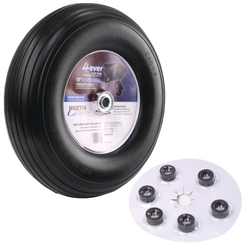 MARTIN Wheel 406RBPU32 Wheelbarrow Wheel with Universal Hub, 13 in Dia Tire, 4 x 6 in Tire
