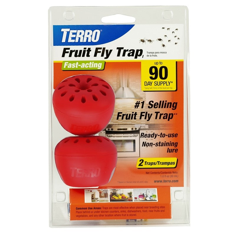 Terro T2502 Fruit Fly Trap, Liquid, Vinegar, 2, Pack