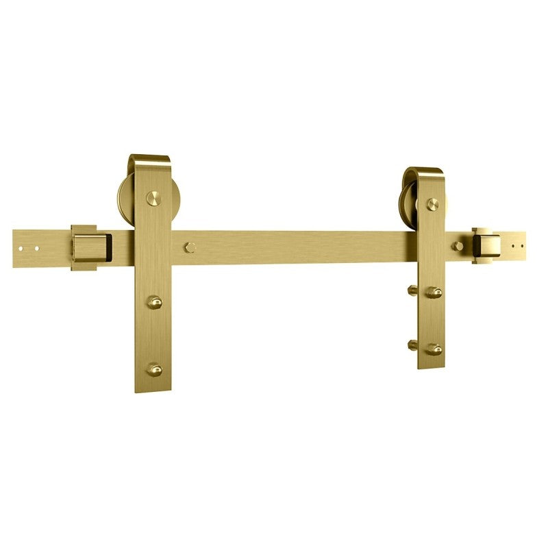 National Hardware N700-006 Designer Barn Door Kit, 72 in L Track, Steel, Brushed Gold, Wall Mounting