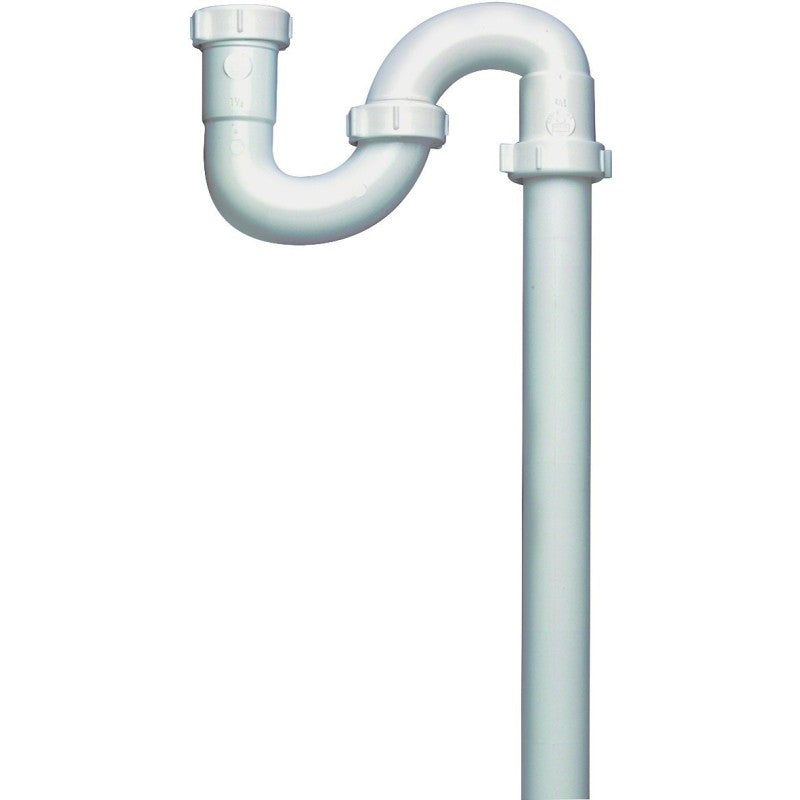 Plumb Pak PP66-3W S-Trap, 1-1/2 in, Slip, Plastic, White