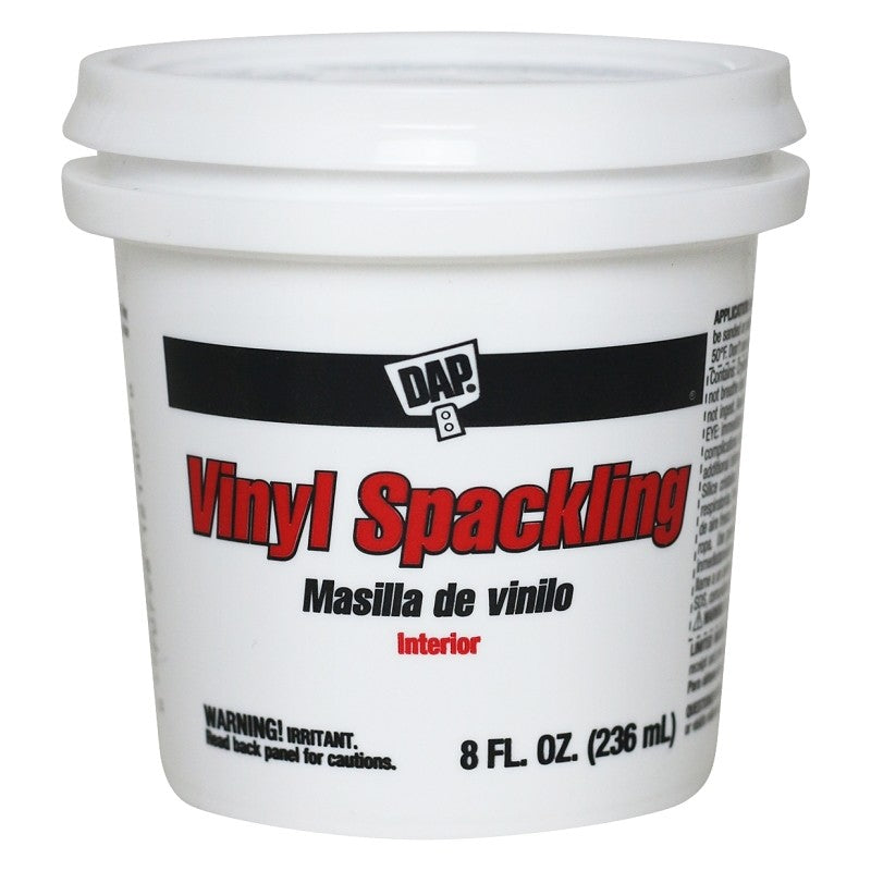 DAP 12130 Vinyl Spackling, Latex, Oil Base, White, 0.5 pt Tub