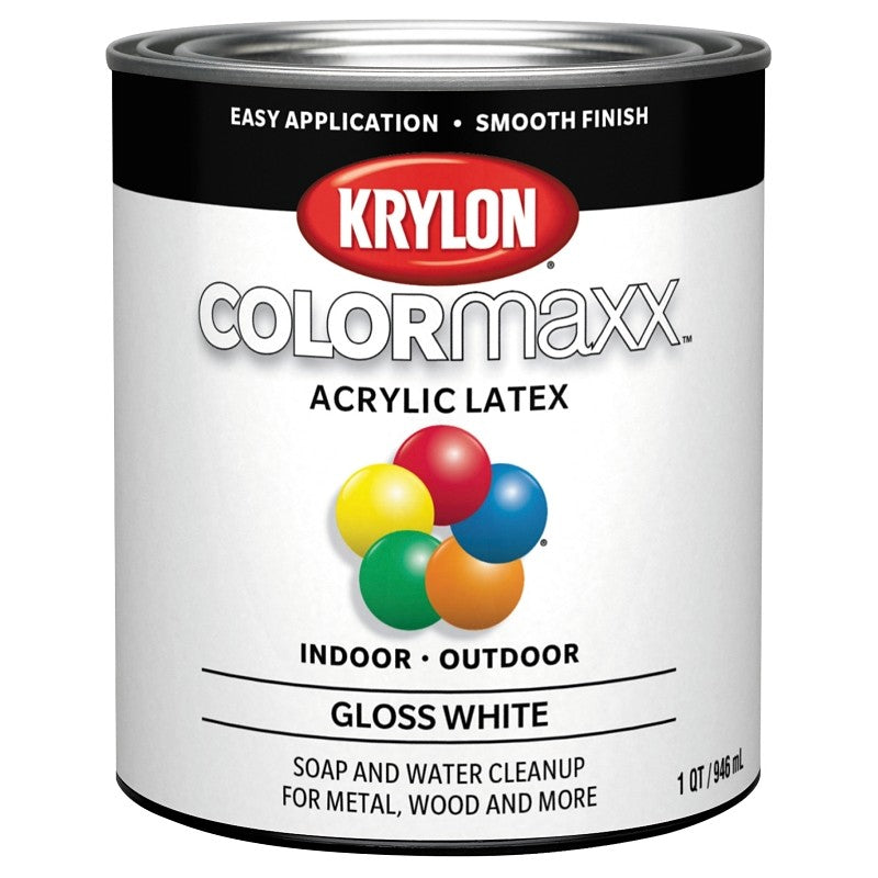 Krylon K05625007 Paint, Gloss, White, 32 oz, 100 sq-ft Coverage Area