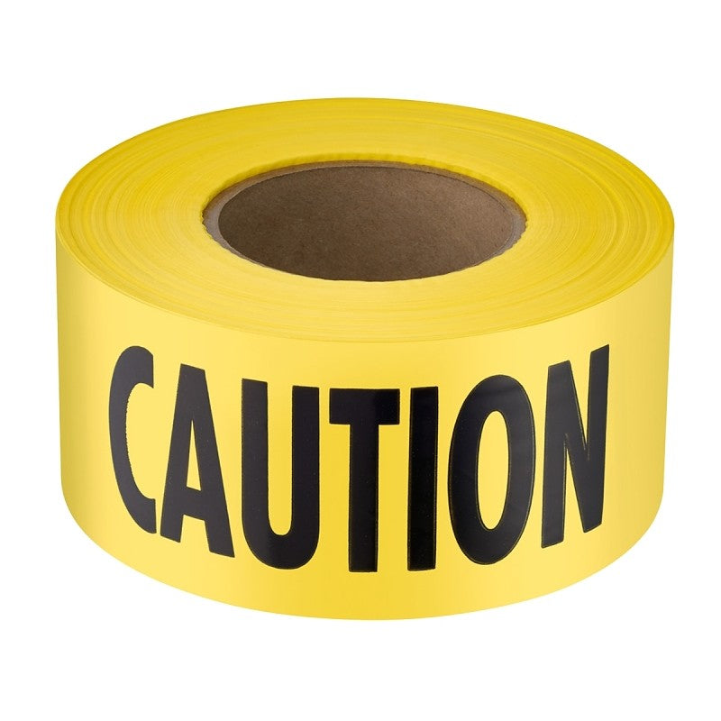 Empire 71-1001 Barricade Tape, 1000 ft L, 3 in W, Yellow, Plastic Backing