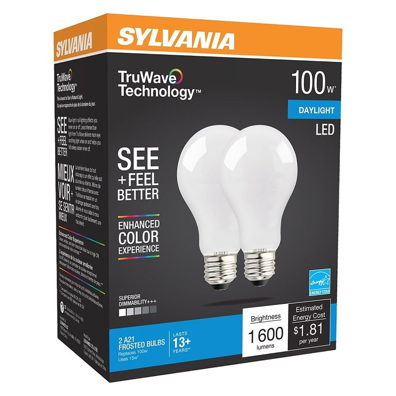 Sylvania 40753 Natural LED Bulb, 1600 Lumens, 13 W, A21 Lamp, 100 W Equivalent, E26 Lamp Base, Dimmable
