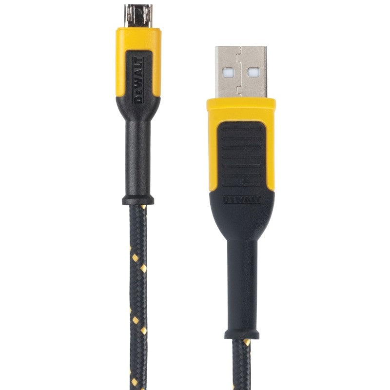 DEWALT 131 1322 DW2 Charger Cable, USB, USB-A, Kevlar Fiber Sheath, Black/Yellow Sheath, 6 ft L