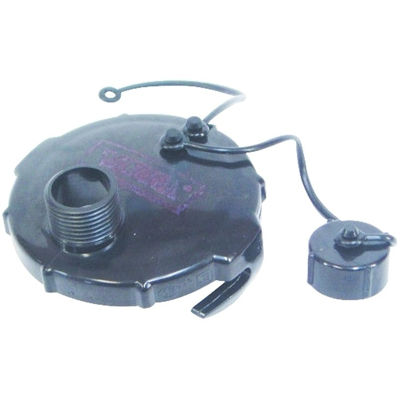 US Hardware RV-508B Termination Cap with Hose Outlet, 3 in ID, 3/4 in Male, Plastic, Black