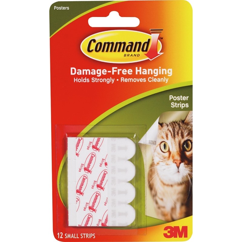 Command 17024 Poster Strip, 5/8 in W, 13/16 in L, Clear (Pack of 6)