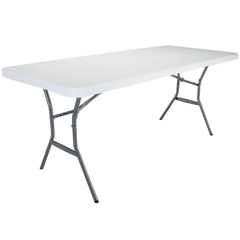 Lifetime Products 2924 Folding Table, 72 in L x 30 in W x 29 in H Open, Steel Frame, Polyethylene Tabletop, Gray/White