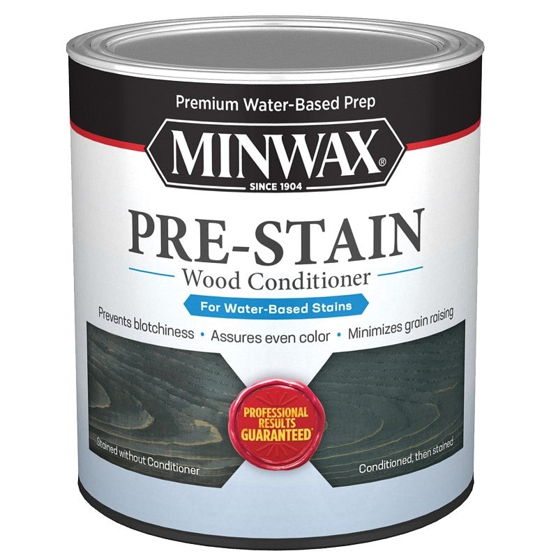 Minwax 61851 Pre-Stain Wood Conditioner, 100 to 125 sq-ft Coverage Area, Water Base, Clear, Liquid, 1 qt Can