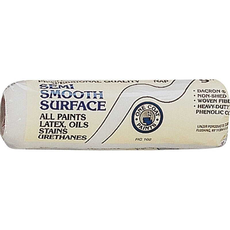 Linzer RC102-9 Paint Roller Cover, 1/2 in Thick Nap, 9 in L, Woven Fabric Cover, White