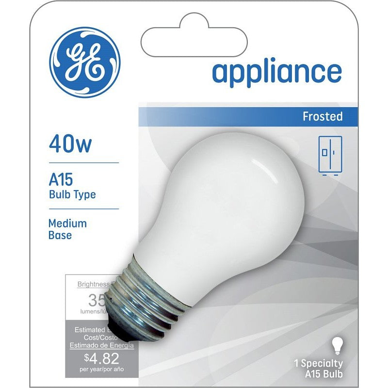 GE 27495 Ceiling Fan Bulb, 40 W, A15 Lamp, E26 Medium Lamp Base, 355 Lumens, 2700 K Color Temp, Frosted Light (Pack of 6)