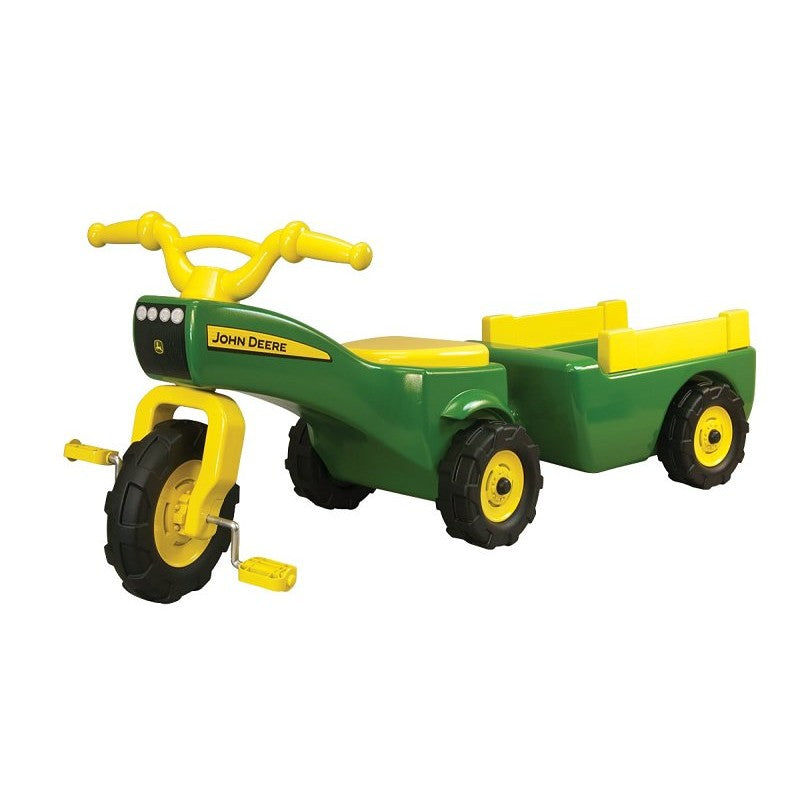 John Deere Toys 46088 Trike with Cart, 18 Months and Up, Plastic, Internal Light/Music: Internal Light and Music