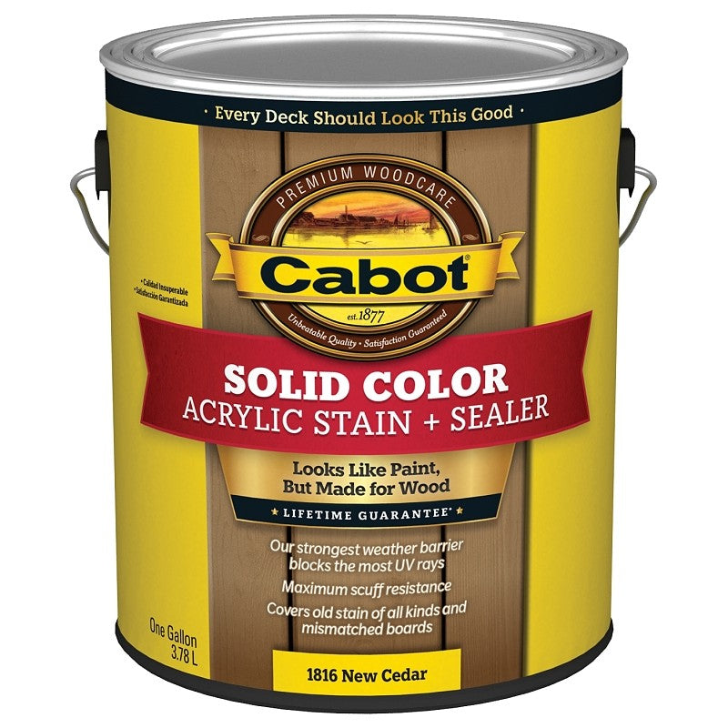 Cabot 1800 Series 140.0001816.007 Solid Color Decking Stain, Low-Lustre, New Cedar, Liquid, 1 gal, Can (Pack of 4)