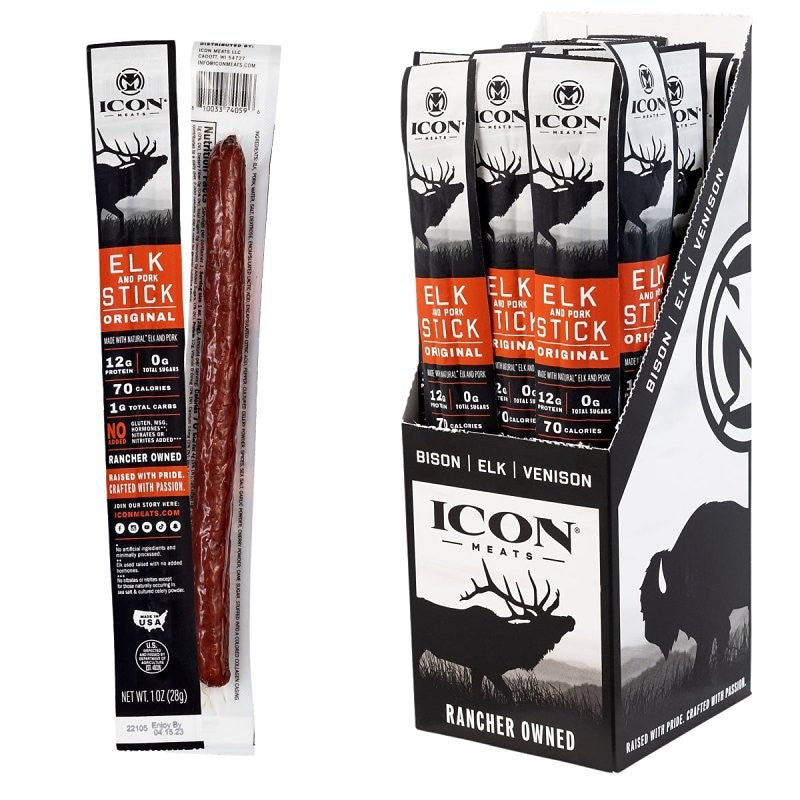 Icon Meats 74099 Elk Stick, Original, 1 oz, Box (Pack of 24)