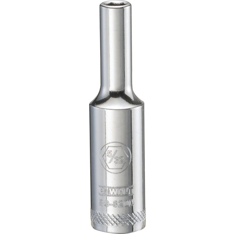 DEWALT DWMT89820OSP Drive Socket, 5/32 in Socket, 1/4 in Drive, 6-Point, Vanadium Steel, Polished Chrome