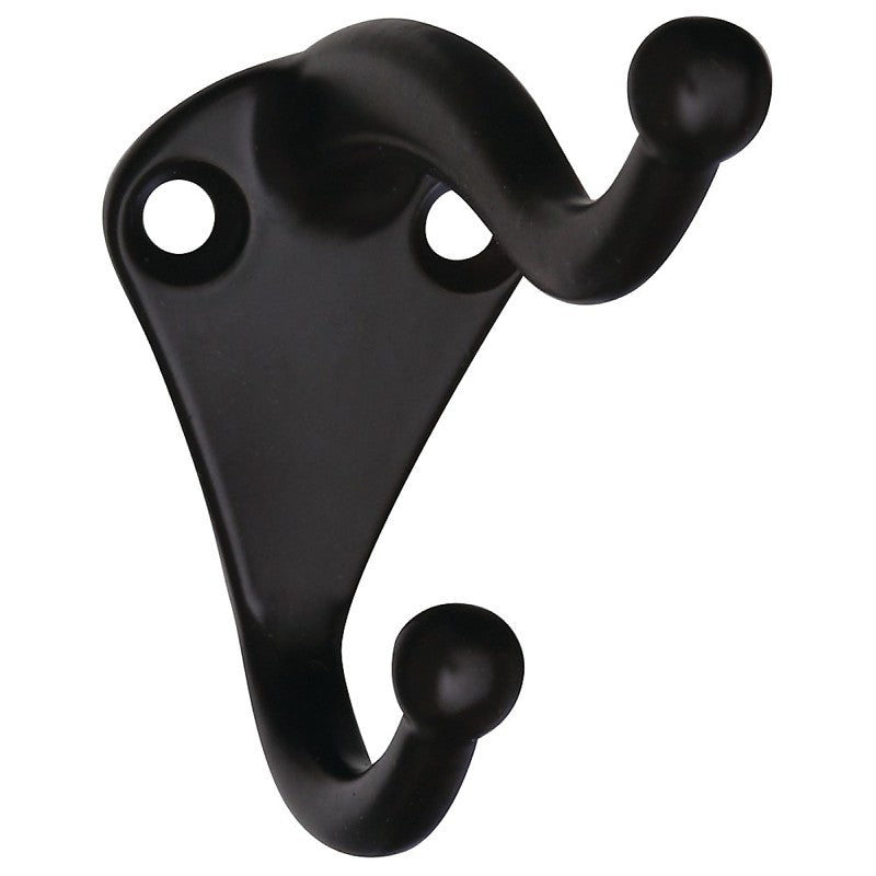 National Hardware V160 N330-761 Coat and Hat Hook, 35 lb, 2-Hook, Zinc, Oil-Rubbed Bronze (POS)
