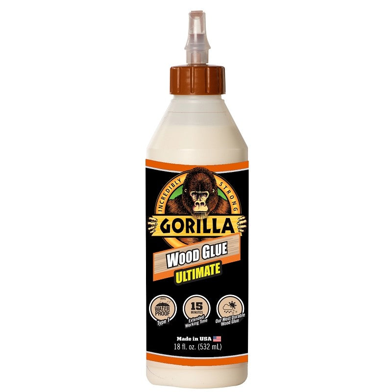 Gorilla 104406 Extra Strength Glue, Natural Wood, 18 oz Bottle (Pack of 4)