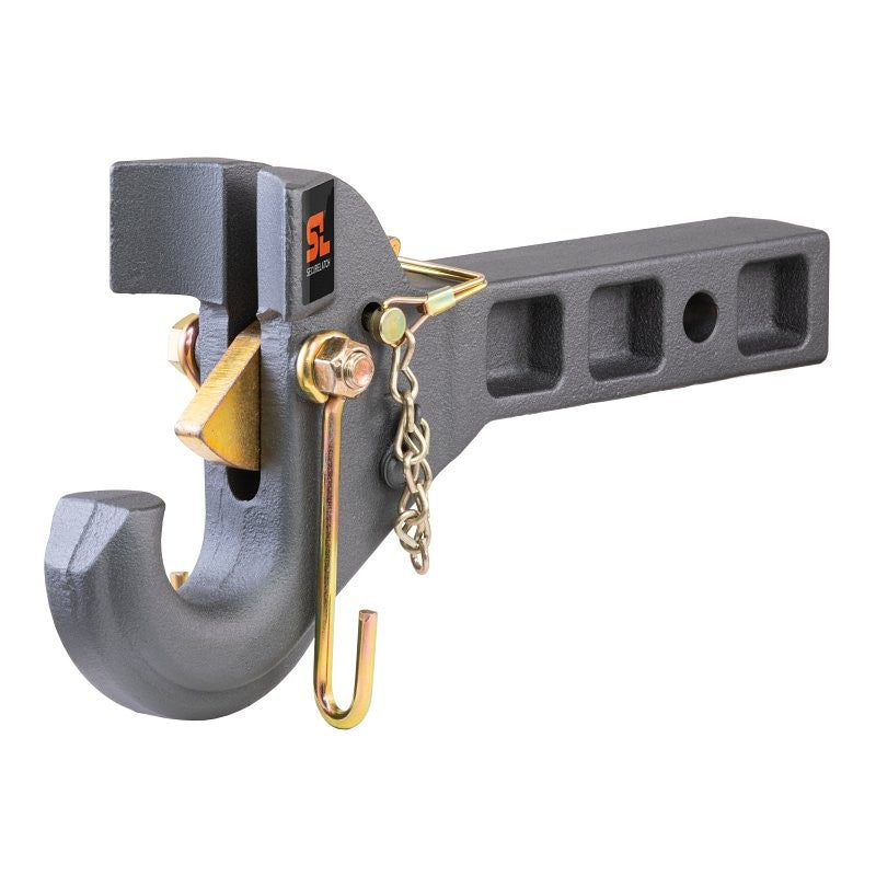 Curt SecureLatch 48405 Receiver-Mount Pintle Hook, 2 in H, 14,000 lb Working Load, Carbon Steel, Powder-Coated