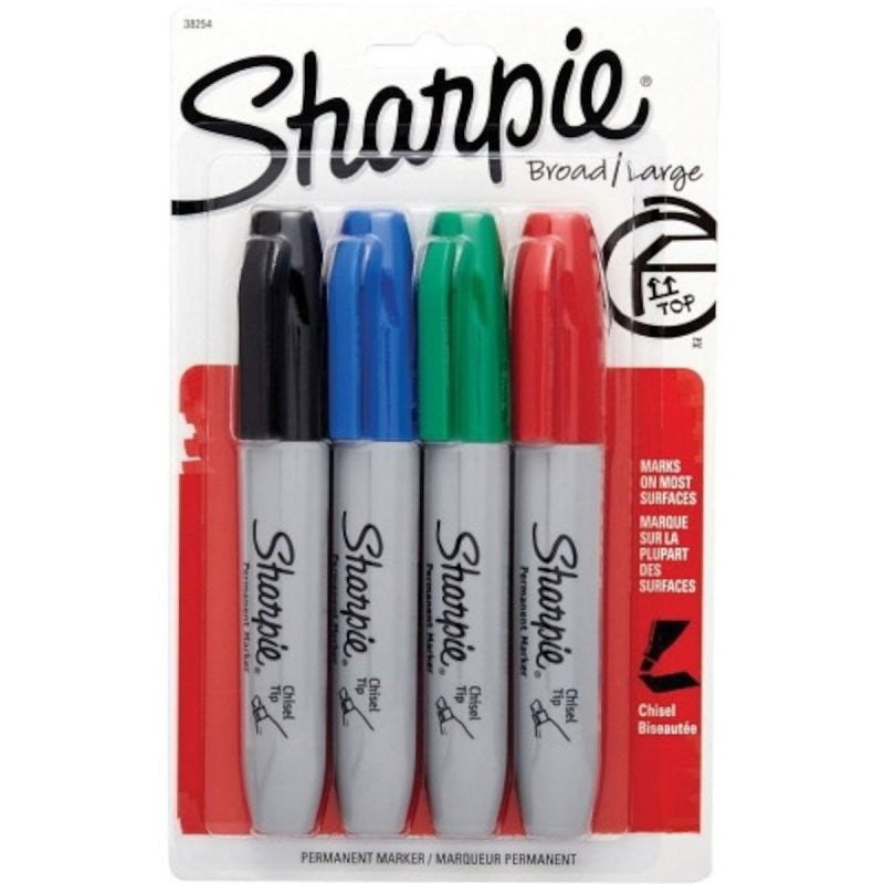Sharpie 38254PP Permanent Marker, Chisel Lead/Tip, Assorted Lead/Tip