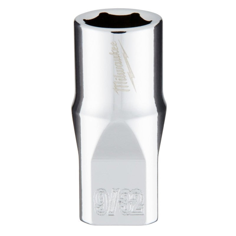 Milwaukee 45-34-9004 Socket, 9/32 in Socket, Standard Socket, 4.921 in OAL, 1/4 in Drive, 6-Point, Chrome