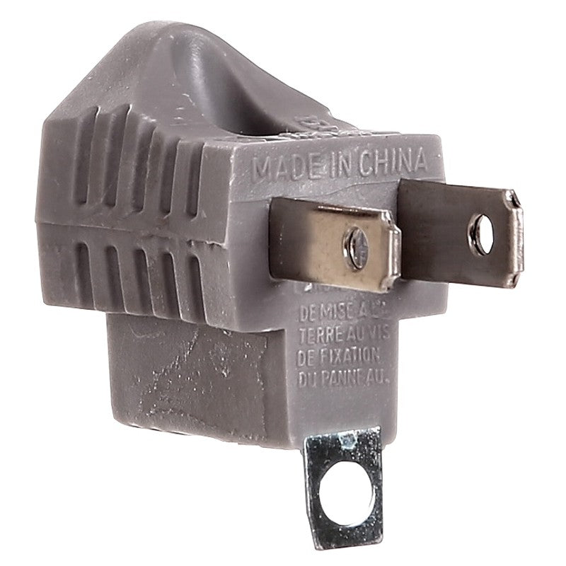 Eaton Wiring Devices 419GY Outlet Adapter with Grounding Lug, 2-Pole, 15 A, 125 V, 1-Outlet, NEMA: NEMA 1-15 to 5-15 (Pack of 25)