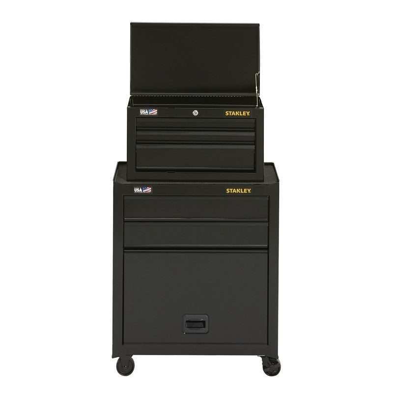 STANLEY STST22656BK Tool Chest and Cabinet, 10,227 cu-in, 26-1/2 in OAW, 43-1/2 in OAH, 14 in OAD, Steel, Black