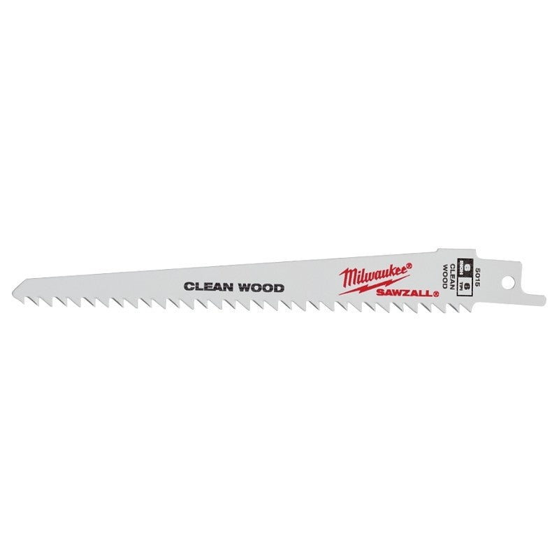 Milwaukee 48-00-5015 Reciprocating Saw Blade, 3/4 in W, 6 in L, 6 TPI, Bi-Metal Cutting Edge