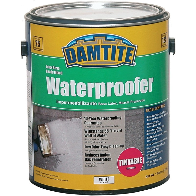 Damtite 03550 Latex Waterproofer, White, Liquid, 1 gal, Pail