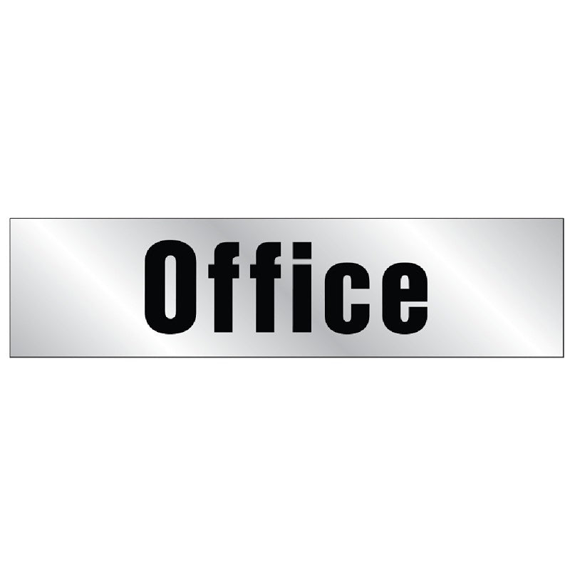 Hy-Ko 459 Graphic Sign, Office, Silver Background, Vinyl, 2 in H x 8 in W Dimensions (Pack of 10)