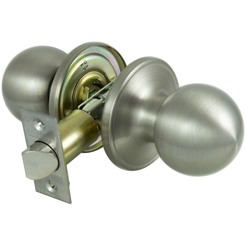 ProSource T3P30V-PS Passage Knob, Metal, Satin Nickel, 2-3/8 to 2-3/4 in Backset, 1-3/8 to 1-3/4 in Thick Door