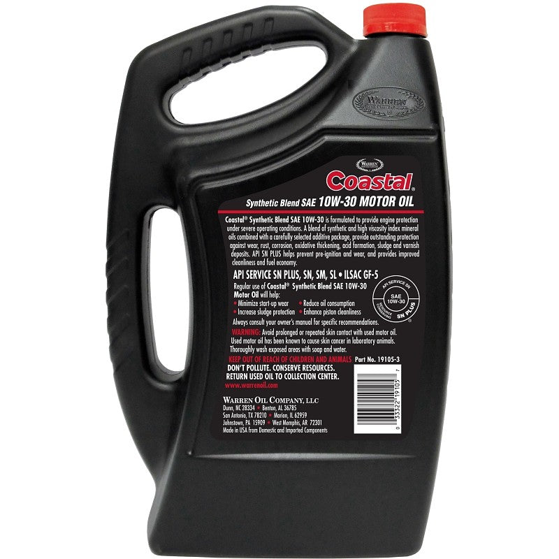 Warren 01805 Motor Oil, 10W-30, 5 qt (Pack of 3)