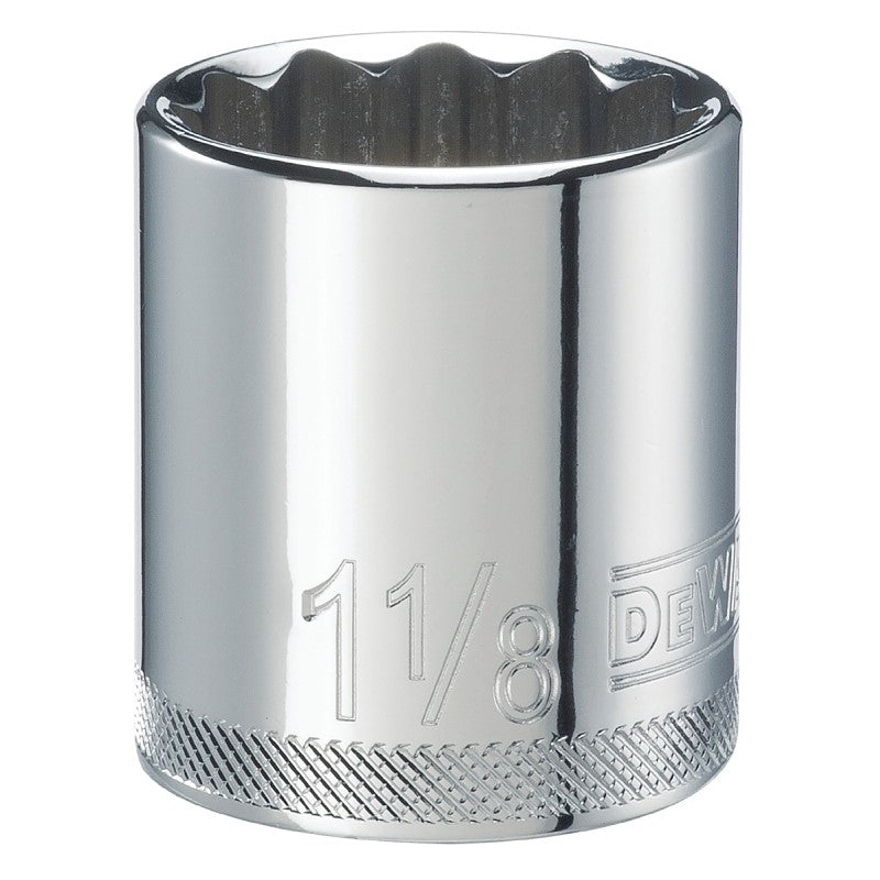 DEWALT DWMT86473OSP Hand Socket, 1-1/8 in Socket, 1/2 in Drive, 12-Point, Vanadium Steel, Polished Chrome