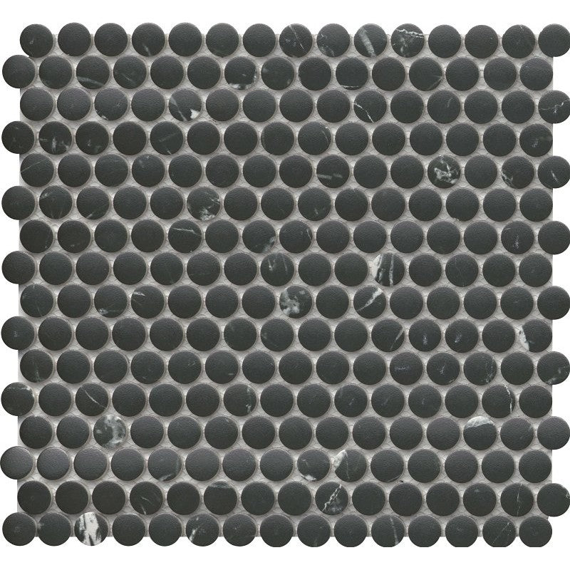 Emser Tile Elegan Series W95ELEGNE1112MOPM Porcelain Mosaic Tile, 12 in L Tile, 11 in W Tile, Pressed Edge, Nero