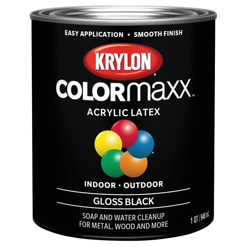 Krylon K05617007 Paint, Gloss, Black, 32 oz, 100 sq-ft Coverage Area