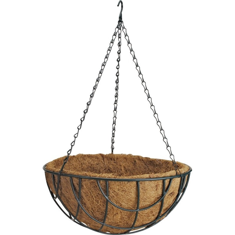 Landscapers Select GB-4337-3L Hanging Planter with Natural Coconut Liner, Circle, 22 lb Capacity, Matte Black (Pack of 10)