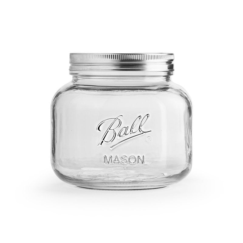 Ball 2176669 Decorative Mason Jar, 64 oz, Glass/Stainless Steel