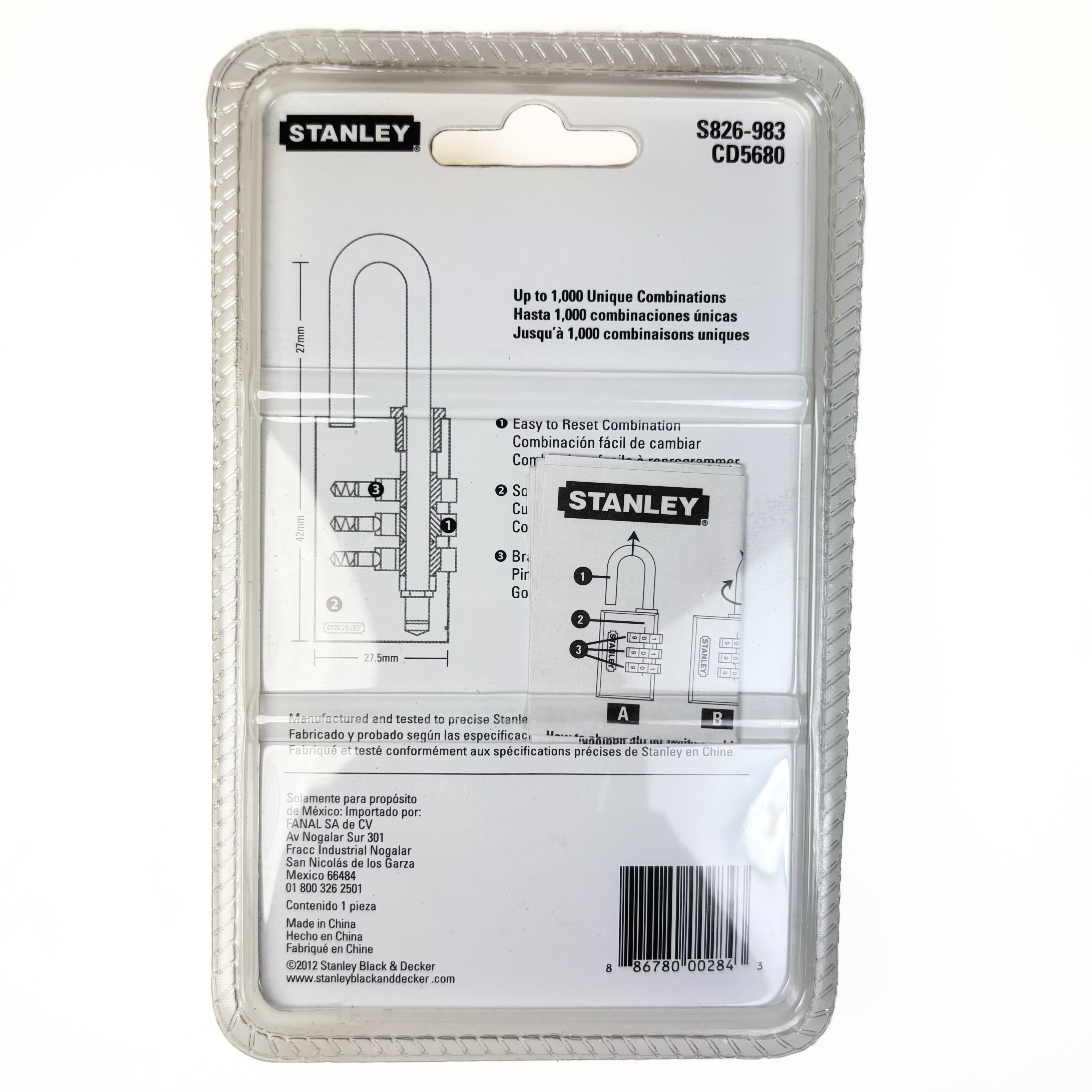 Multi-Use Indoor 1-3/16 Inch 30MM 3 Digit Combination Padlock Solid Brass Body