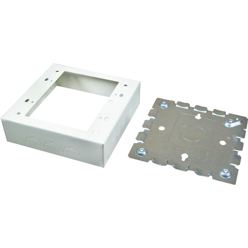 Wiremold B32 Outlet Box, 2 -Gang, 0 -Knockout, Metal, Ivory, Wall Mounting