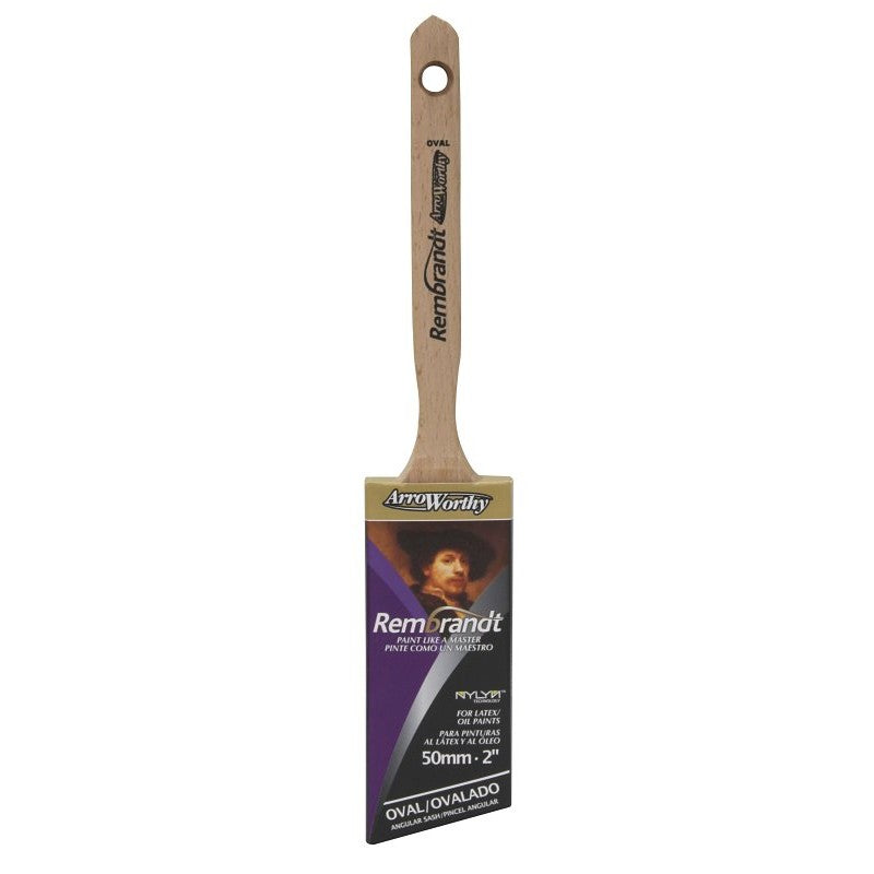 Arroworthy Rembrandt 6420 Angular Sash Brush, 2-1/2 in W, Semi-Oval Brush, 2-7/8 in L Bristle, Polyester Bristle