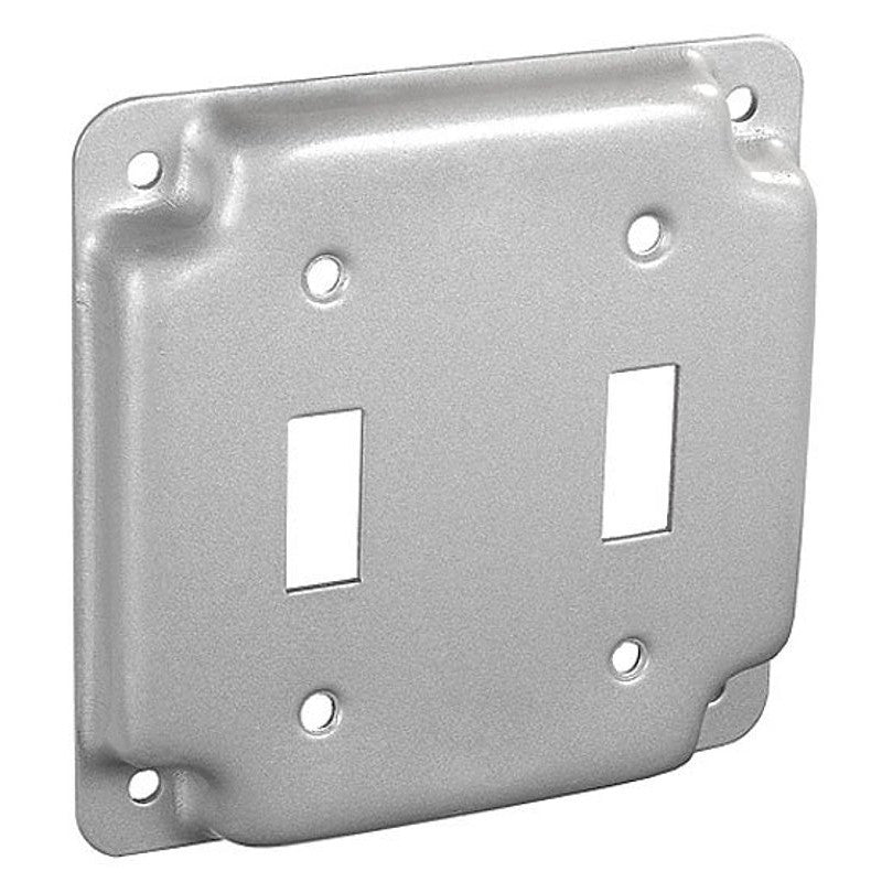 Southwire G1936-UPC Toggle Industrial Surface Cover, 1/2 in L, 4 in W, Square, 2-Gang, Steel, Silver, Galvanized