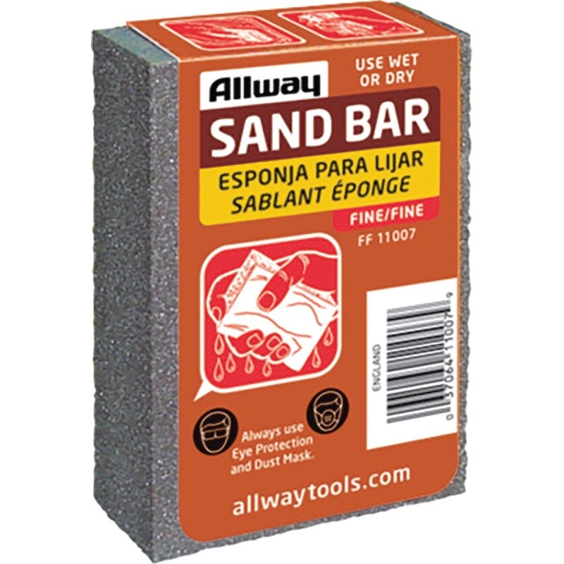 ALLWAY FF Sand Bar, 4 in L, 3-1/2 in W, Fine, Aluminum Oxide Abrasive (Pack of 10)